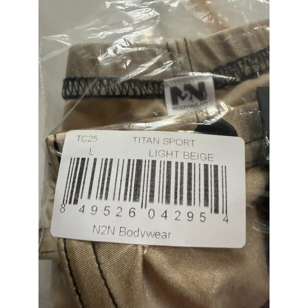 NEW N2N Bodywear Mens Titan Sport Swim Brief O-Ring Color Light Beige Size Large